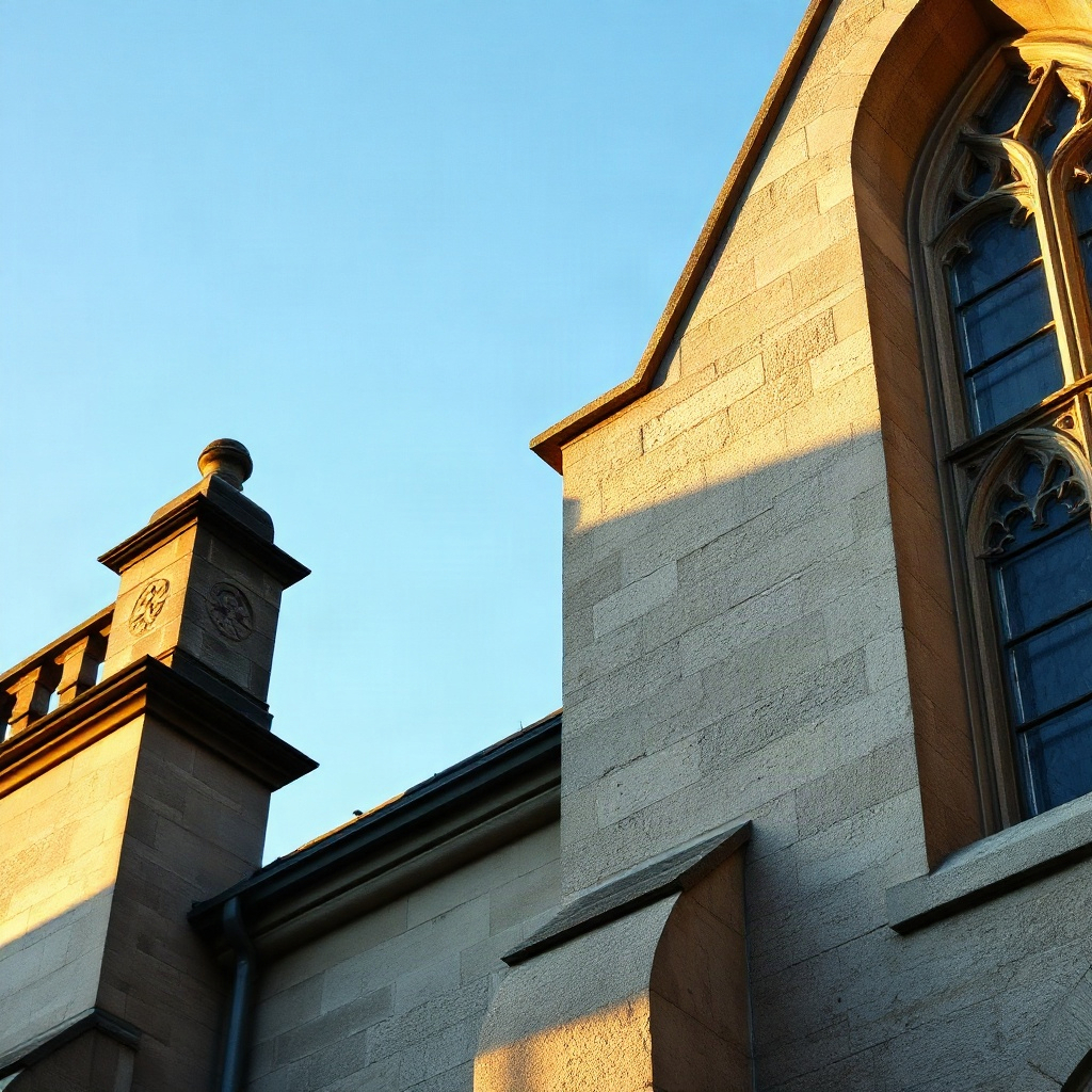 Stone buttress and arched chapel window